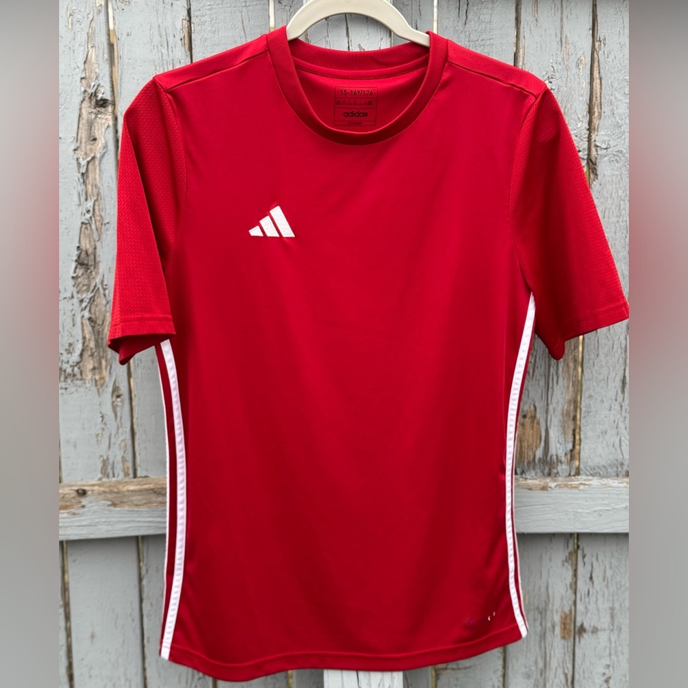 Adidas Athletic Shirt Boy’s Large 15/16 Youth Performance Tee Soccer Red